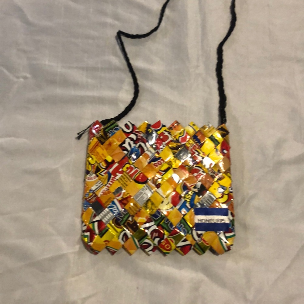 Purse made from recycled chip bags
